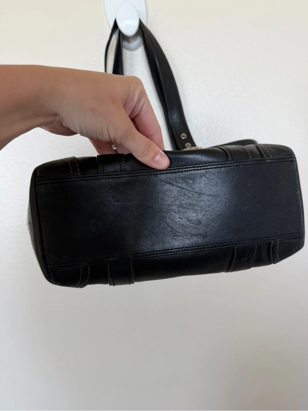 COACH Hampton F10194 Vintage Black Smooth Leather Tote Shoulder Bag
